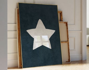 Retro Hand Drawn Star Wall Art, Digital Download Printable, Trendy Aesthetic Decor
