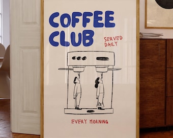 Coffee Wall Art, Coffee Club Kitchen Print