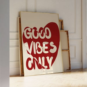 Impresión "Solo buenas vibras", arte de pared imprimible positivo, arte de pared para dormitorio, decoración de habitación de adolescente, póster motivacional, arte de pared moderno