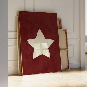 Retro Hand Drawn Star Wall Art, Digital Download Printable, Trendy Aesthetic Decor