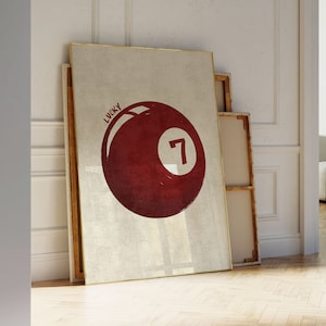 Trendy print 8-ball, vintage poster biljartbal, barwagendecor, afdrukbare poster biljartbal, trendy muurkunst, esthetische muurkunst, 8-ball