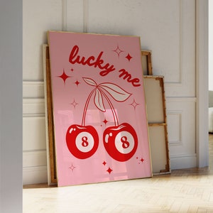 Lucky Me 8 Ball Art Print Poster, Modern Kitchen Wall Art, Retro Trendy Aesthetic Print, Lucky Me Wall Art,  Trendy Wall Art, Lucky poster