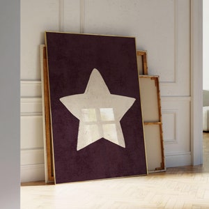 Retro Hand Drawn Star Wall Art, Digital Download Printable, Trendy Aesthetic Decor