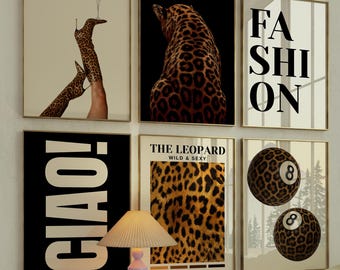Leopard Gallery Wall Set of 6 Prints, Cool Girl Printable Wall Art