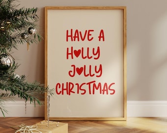 Arte mural navideño alegre y alegre: póster festivo, imprimible navideño divertido, láminas invernales
