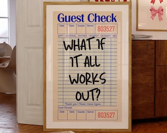 Funky Guest Check Print, What If It All Works Out Poster, Positive Quote Art