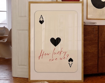 Retro Ace of Hearts Print, Girly Apartment Decor (Digital Download)