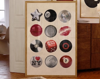 Vintage Retro Print, Trendy Wall Art, Dorm Wall Art