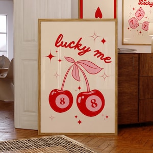 Feeling Lucky 777 Poster, Printable Pink Wall Art, Downloadable