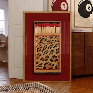 Retro Leopard Matchbox Printable Wall Art – Trendy Dorm Room and Bar Cart Decor