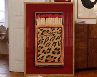 Retro Leopard Matchbox Printable Wall Art – Trendy Dorm Room and Bar Cart Decor