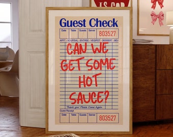 Kitchen Print | Custom Quote Print | Personalised Guest Check Poster | Custom Message Wall Art for Kitchens or Dining Rooms | Funny Print