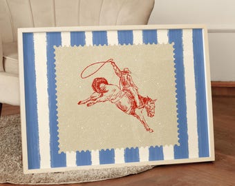 Rodeo Printable Wall Art – Vintage Cowboy Poster for Western & Apartment Decor (Digital Download)