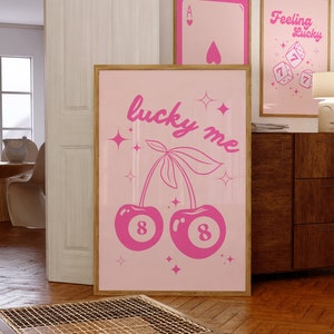 Lucky Me 8 Ball Art Print Poster, Modern Kitchen Wall Art, Retro Trendy Aesthetic Print, Lucky Me Wall Art,  Trendy Wall Art, Funny Art