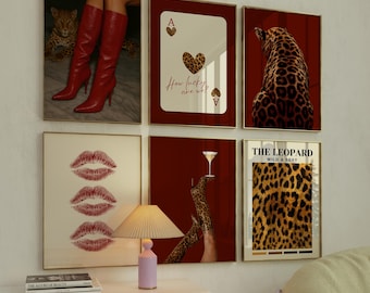 Leopard Gallery Wall Set of 6 Prints, Cool Girl Printable Wall Art