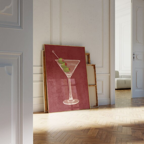 Dirty Martini Poster, Trendy Cocktail Wall Art for Bar Cart Decor and Housewarming Gift