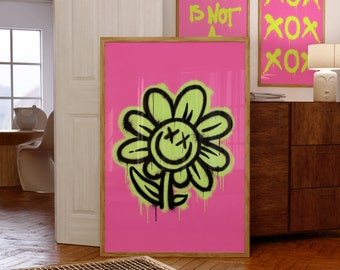 Graffiti Daisy Art Print, Yellow Flower, Botanical Illustration (Downloadable)