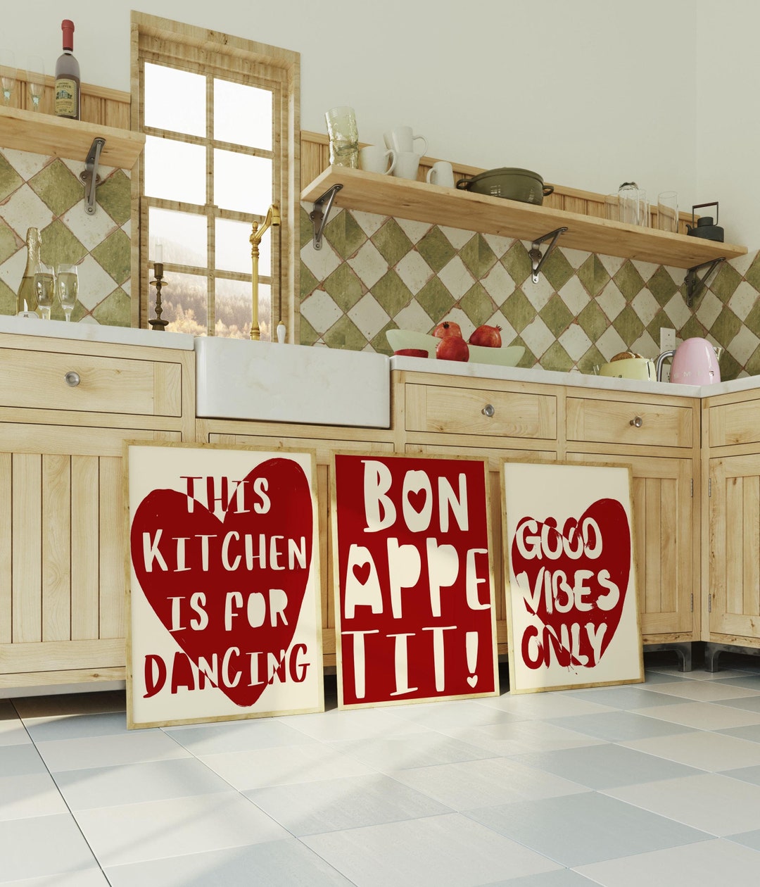 150 kitchen art prints: mega bundle, trendy gallery... Kitchen Gallery Wall Set of 3, Kitchen Wall Art, Typography Prints ...