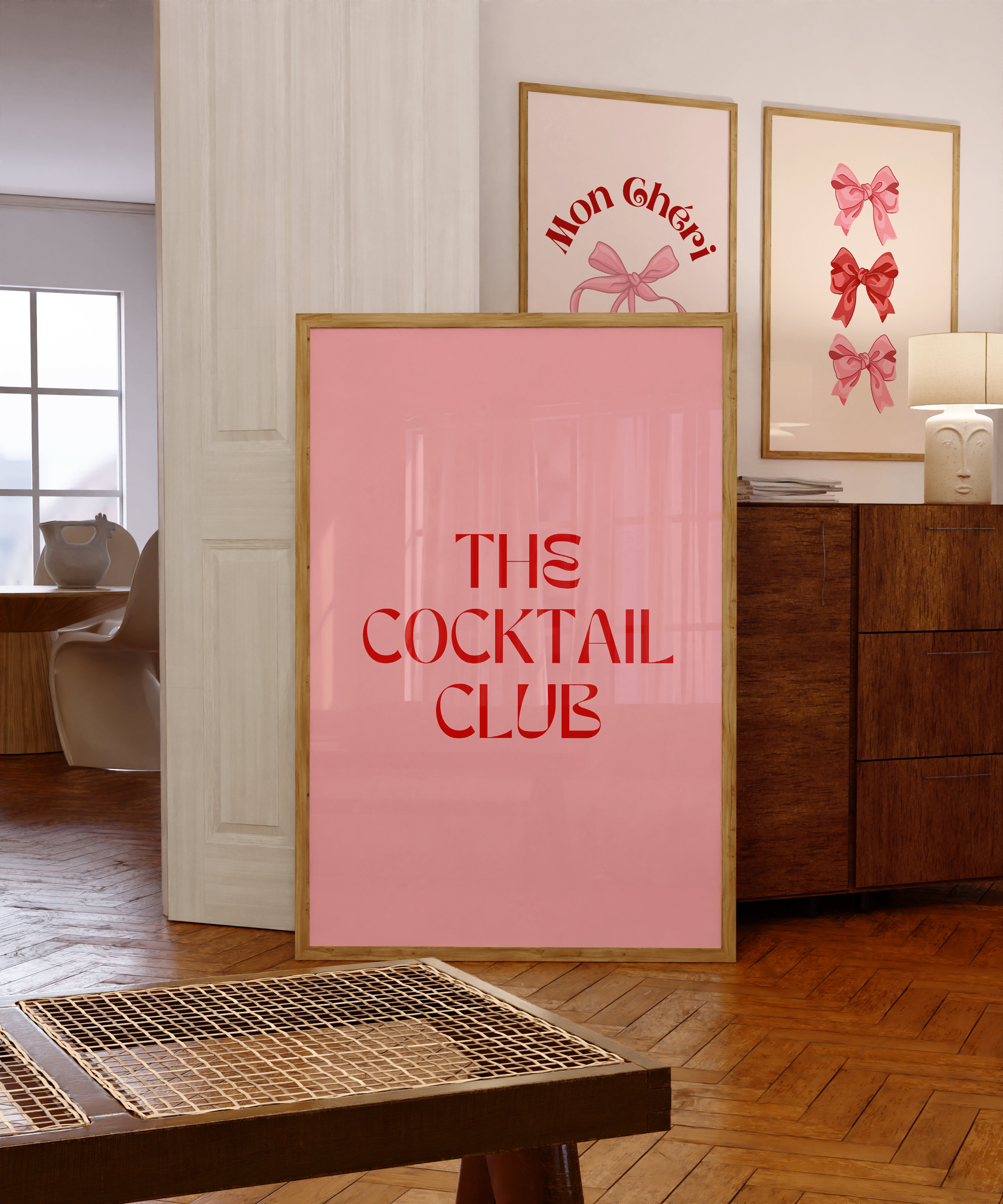 カクテルクラブのレトロなアートプリント、流行のタイポグラフィ