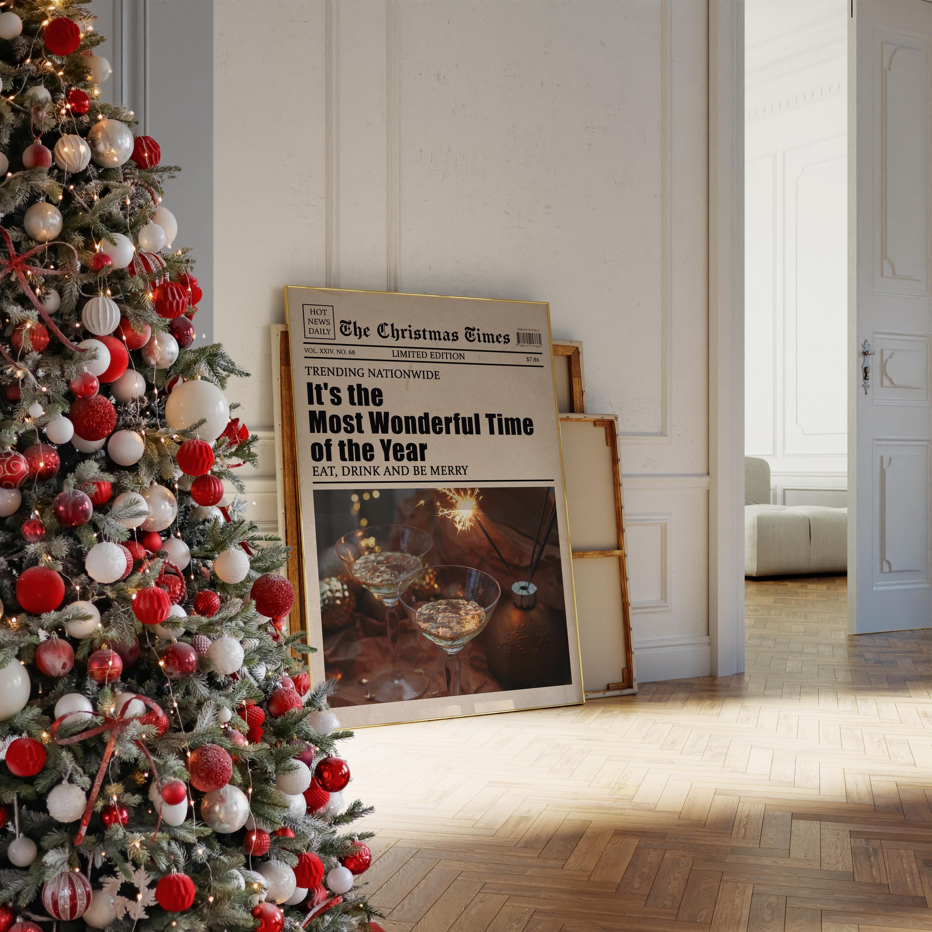 The Christmas Times Vintage Newspaper Print – Festive Retro