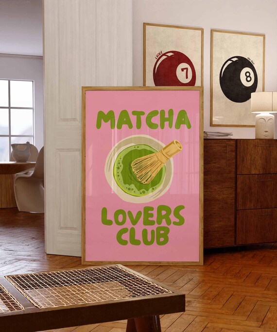 Matcha Lovers Club Print, Printable Kitchen Wall Art