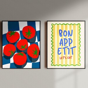 set of 2 bon appetit prints, retro cooking prints,... Tomato & Bon Appétit Kitchen Art Prints (digital Download) - Etsy