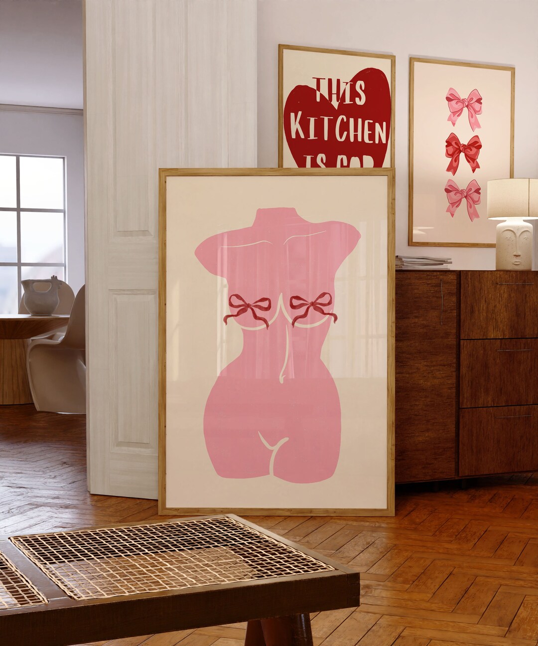 Pink Torso With Ribbons Poster, Girly Preppy Wall Art (digital Download ...