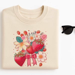 Retro Strawberry Coquette Png, Preppy Strawberries Png, Strawberry Festival Png, Floral Strawberry Shirt Png, Sublimation Design, Strawberry