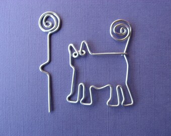 CAT SHAWL PIN for knitters wirework