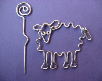 SHEEP SHAWL PIN wire work hand made wire wrapped