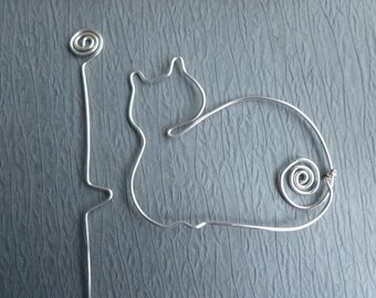 Sleeping CAT SHAWL PIN wirework