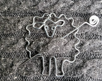 SHEEP SHAWL PIN wire work hand made wire wrapped