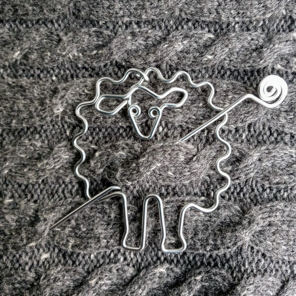 SHEEP SHAWL PIN wire work hand made wire wrapped
