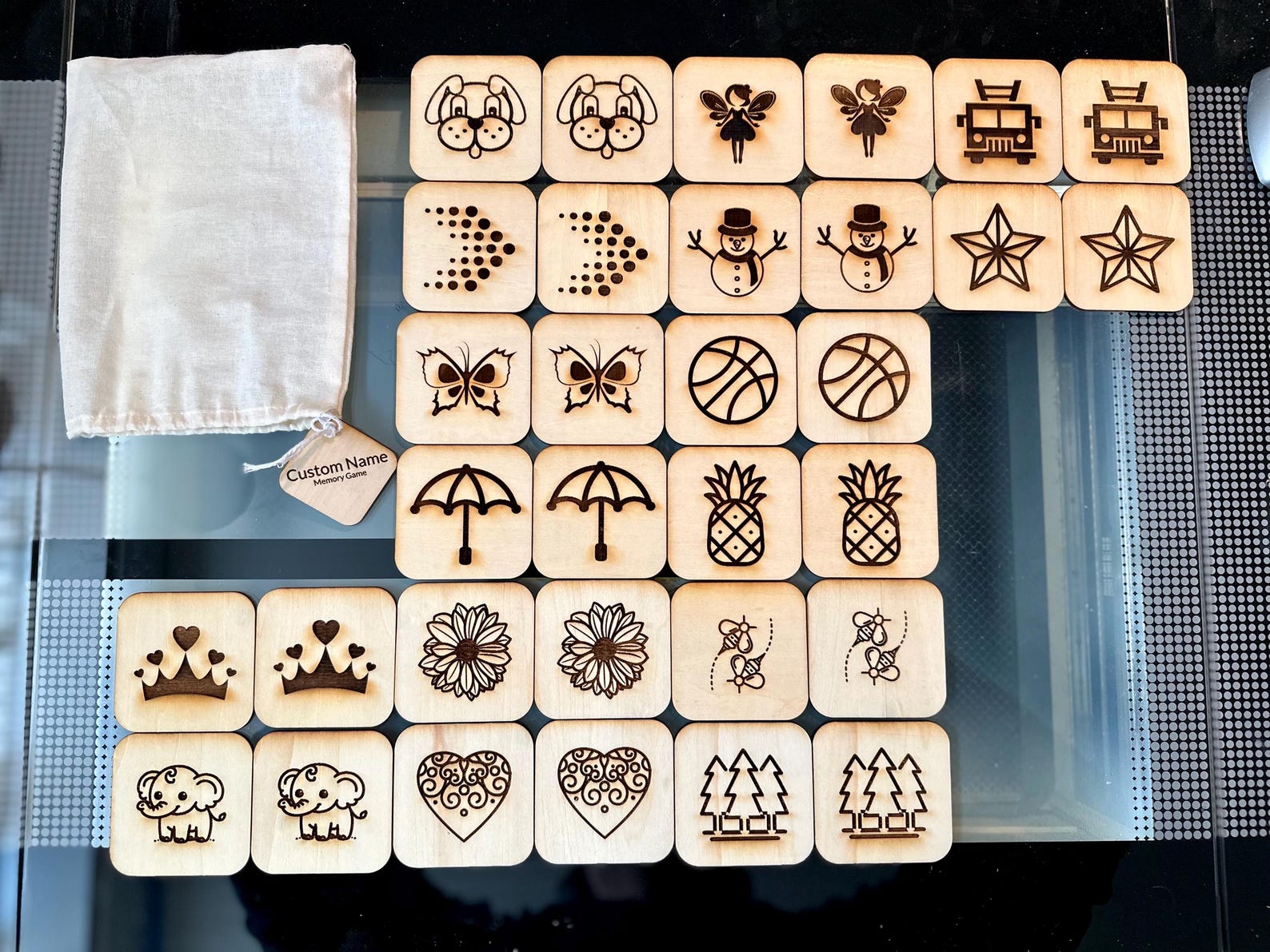 Personalized Wooden Memory Game: Montessori Matching Toy, Custom Name ...