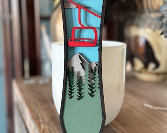 Handcrafted Wooden Ski Lift Wall Art: Rustic Mountain Decor
