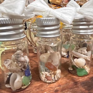 Sea Glass Bottle Ornament - Beach Glass Christmas Ornament - Holiday Sea Glass Decoration - Festive Beach in a Bottle Decoration