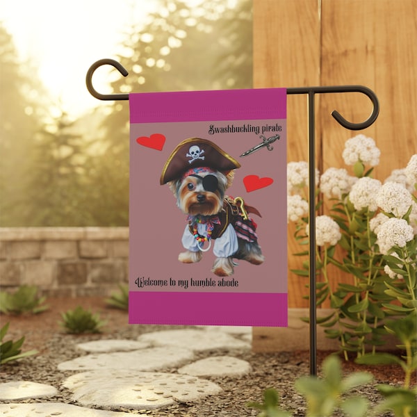 Yorkie Pirate Garden & House Banner