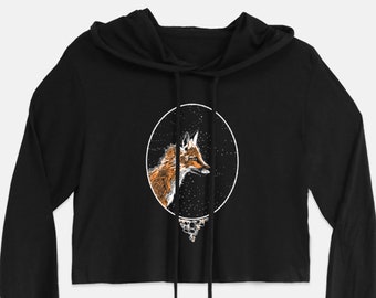 Fox Black Crop Hoodie