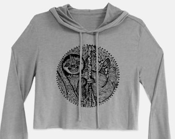 Women's Sloth Cropped Hoodie, Crop Sweatshirt, Crop top