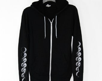 Phases of the Moon, Lunar cycle, Unisex Zip up Hoodie