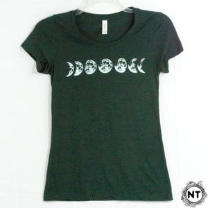 Women's Phases of the Moon Tee Shirt in Emerald Green image 4