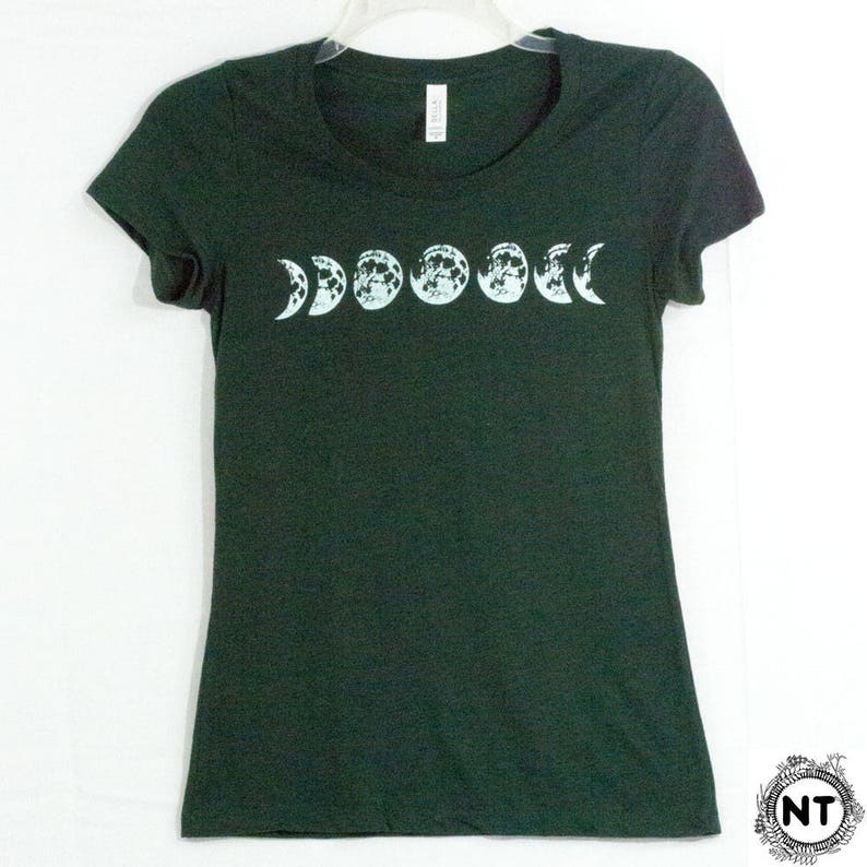 Women's Phases of the Moon Tee Shirt in Emerald Green image 4