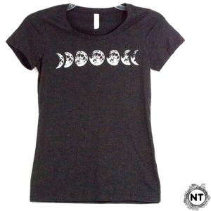 Phases of the Moon black lunar women's tee shirt image 2