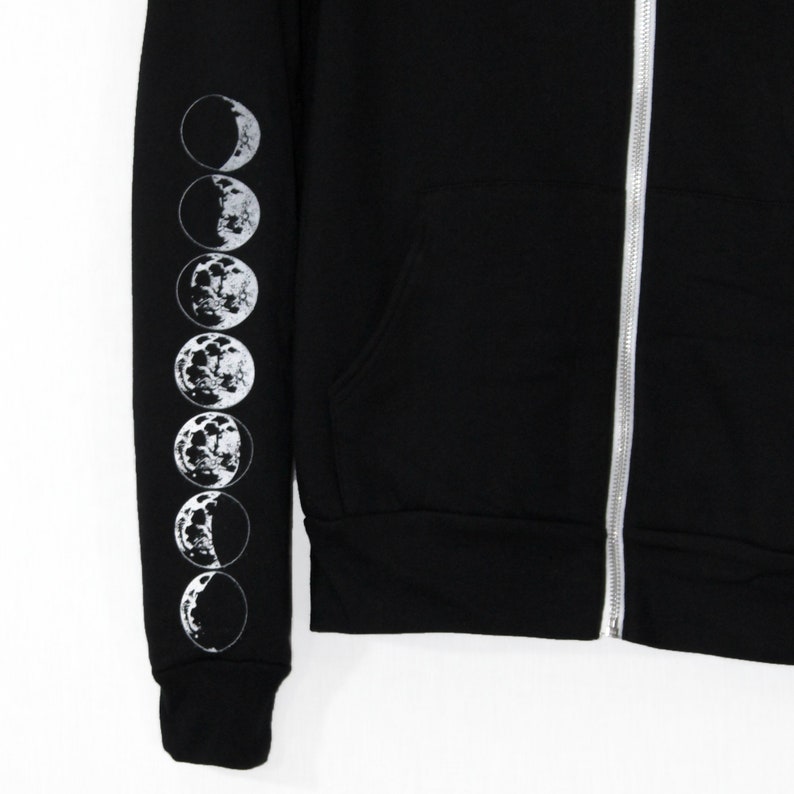Phases of the Moon, Lunar cycle, Unisex Zip up Hoodie image 2