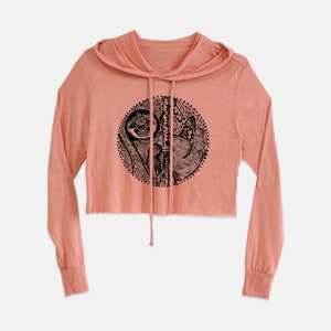 Women's Sloth Cropped Hoodie, Crop Sweatshirt, Crop top Sunrise