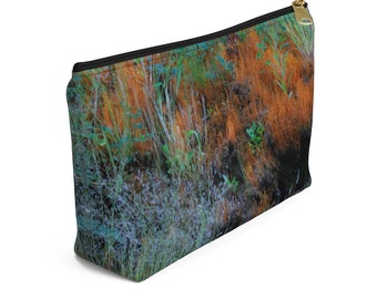 Textured Grasses Photo Print Landscape, Zipper Bag, Makeup Bag, Accessory Pouch w T-bottom