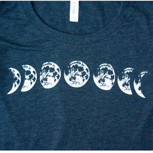 Phases of the Moon black lunar women's tee shirt image 3