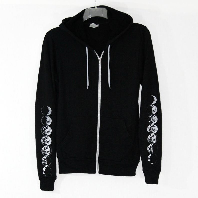 Phases of the Moon, Lunar cycle, Unisex Zip up Hoodie image 1