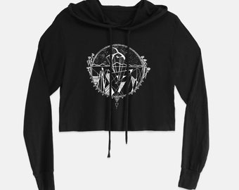 Desert Antler Geometric Design on Women's Crop Hoodie