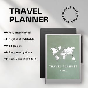Travel planner for reMarkable Paper Pro | Digital Travel Journal | Trip Planner | Vacation Planner | Travel Organizer | Holiday Planner